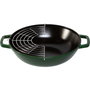 Staub Wok de 30 cm con tapa de vidrio, hierro fundido, verde albahaca