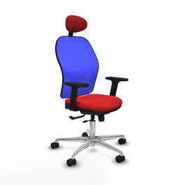 PIQUERAS Y CRESPO Silla de oficina Jorquera con mecanismo Sincro/Traslack, Rojo y Azul