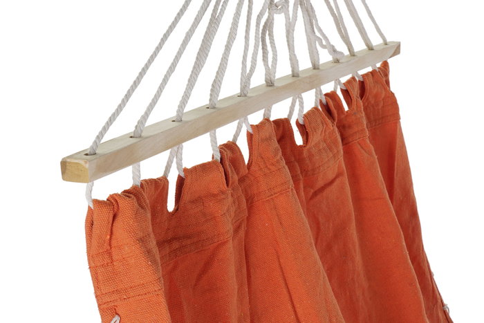 DKD Home Decor Hamaca Terraza Y Jardin Naranja Poliester Algodon Pino 255 x 80 x 28 cm