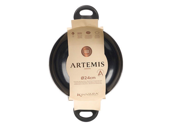 KINVARA Sartén Wok con Asas Antracita 24cm