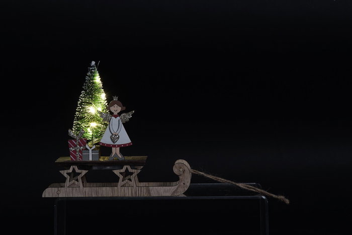 DKD Home Decor Decoración Luminosa LED MDF Trineo Surtido de 2 DKD Home Decor Decoración Luminosa LED MDF Trineo Surtido de 2