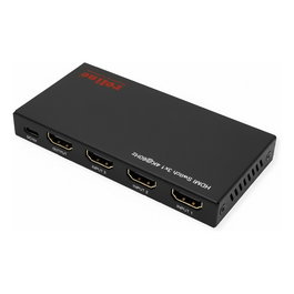 ROLINE Conmutador HDMI 4K 3 Puertos con Mando a Distancia - Interruptor Selector HDMI 3 en 1 para PS5, Xbox, PC, TV