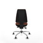 Silla de oficina Elche con mecanismo Asincro tapizada con Tela color Marrón. Equipada con Base cromada, Sin brazos y Ruedas 65 mm parqué