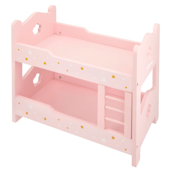 WOOMAX Litera de madera para muñecas rosa con estrellas