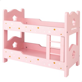 WOOMAX Litera de madera para muñecas rosa con estrellas