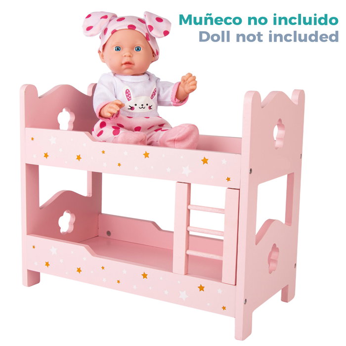 WOOMAX Litera de madera para muñecas rosa con estrellas