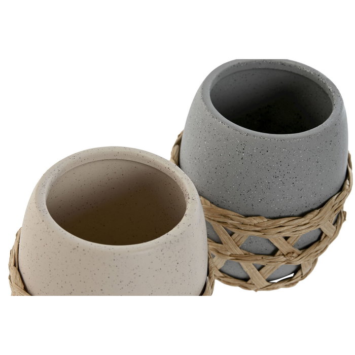 DKD Home Decor Portacepillos Dolomite Fibra 9x9x10,5 cm, Pack de 2 Surtidos DKD Home Decor Portacepillos Dolomite Fibra 9x9x10,5 cm, Pack de 2 Surtidos