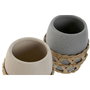 DKD Home Decor Portacepillos Dolomite Fibra 9x9x10,5 cm, Pack de 2 Surtidos