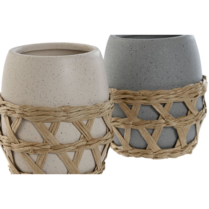 DKD Home Decor Portacepillos Dolomite Fibra 9x9x10,5 cm, Pack de 2 Surtidos DKD Home Decor Portacepillos Dolomite Fibra 9x9x10,5 cm, Pack de 2 Surtidos