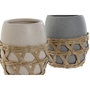 DKD Home Decor Portacepillos Dolomite Fibra 9x9x10,5 cm, Pack de 2 Surtidos