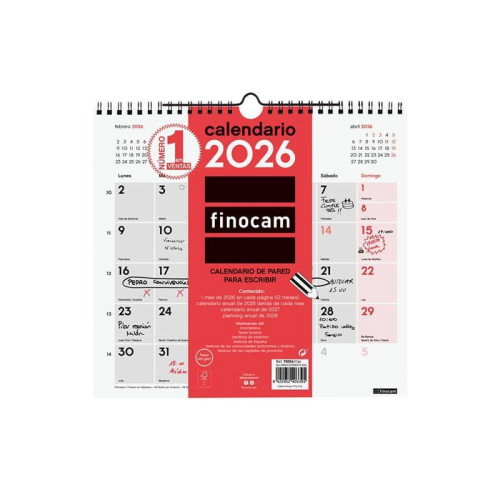 Finocam Calendario De Pared Escritura M-265x245 mm Neutro 2026 Finocam Calendario De Pared Escritura M-265x245 mm Neutro 2026