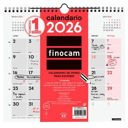Finocam Calendario De Pared Escritura M-265x245 mm Neutro 2026