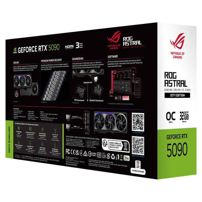 ASUS ROG Astral RTX5090-O32G-BTF-GAMING NVIDIA GeForce RTX 5090 32 GB GDDR7