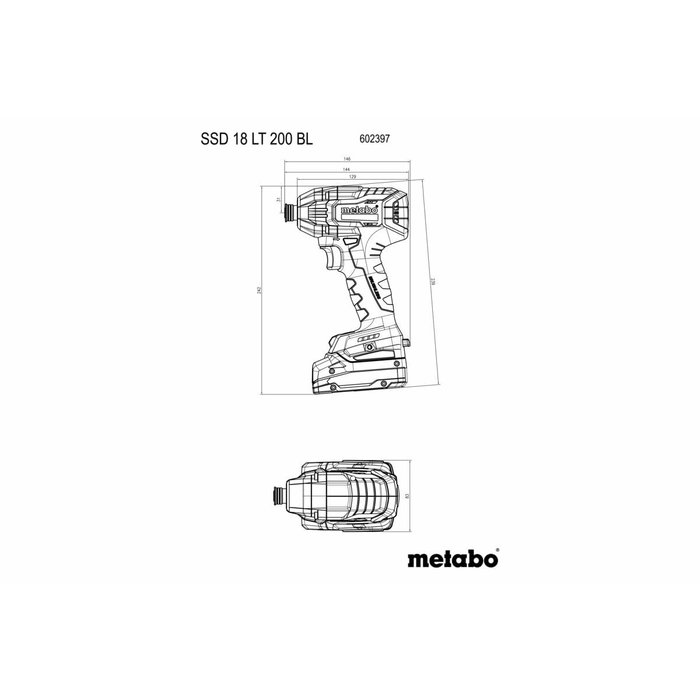 Metabo SSD 18 LT 200 BL Atornillador de Impacto a Batería 18 V 200 Nm