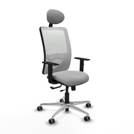 PIQUERAS Y CRESPO Silla de oficina Zulema con mecanismo Sincro/Traslack Gris claro y Blanco