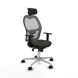 PIQUERAS Y CRESPO Silla de oficina Jorquera con mecanismo Sincro, Tela Negra y Malla Gris