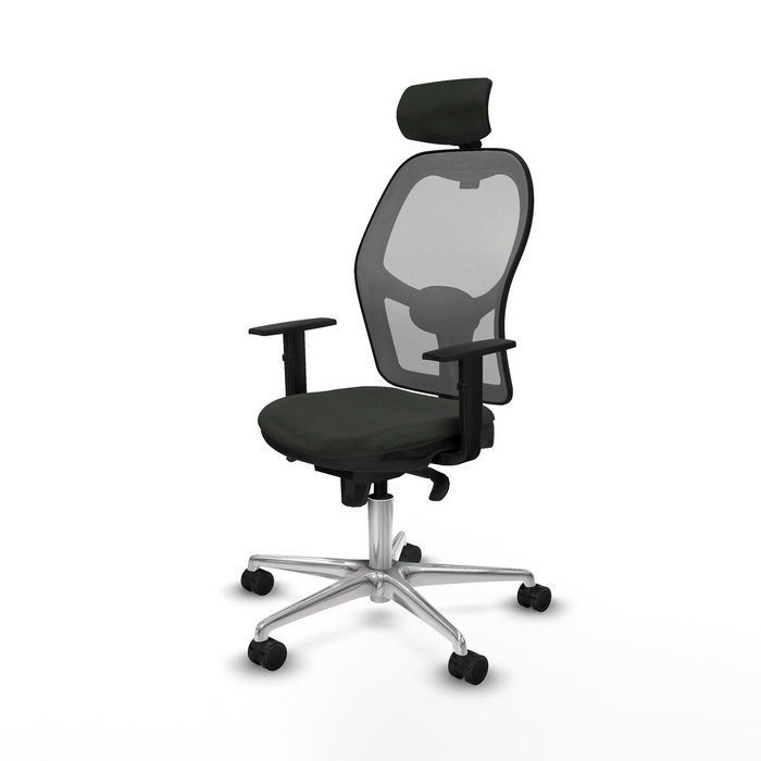 PIQUERAS Y CRESPO Silla de oficina Jorquera con mecanismo Sincro, Tela Negra y Malla Gris