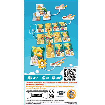 Captain Games - CAPGDUCKM2 - Juego de Mesa Duck & Cover - Juego de Cartas Familiar en Español e Italiano - A partir de 8 años - 2 a 7 jugadores