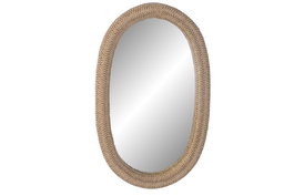 DKD Home Decor Espejo de Ratán y Cristal Natural 41x67 cm