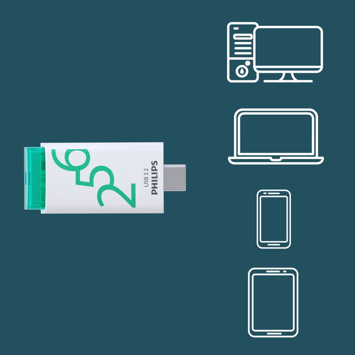 Philips Click Series Gen 1 USB-C 256GB Blanco / Naranja