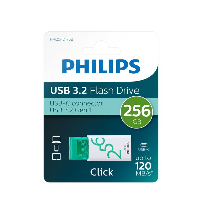 Philips Click Series Gen 1 USB-C 256GB Blanco / Naranja
