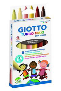 Giotto Rotuladores Turbo Maxi Skin Tones Lavables de 6 Colores Surtidos con Punta Bloqueada