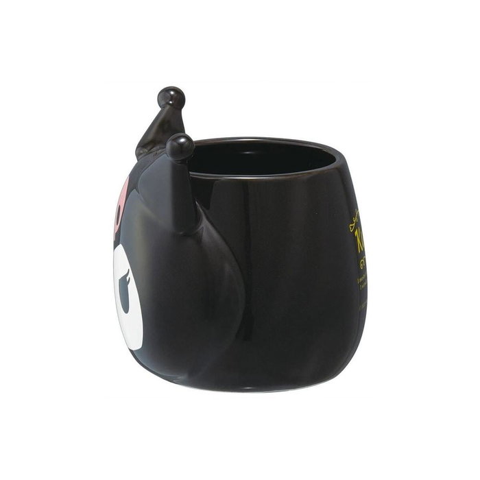 Sanrio Taza de Cerámica Kuromi 390 ml con Diseño 3D y Asa - Personaje Oficial, Color Negro, Rosa y Blanco