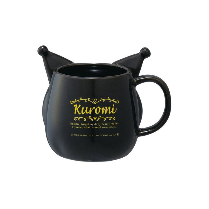 Sanrio Taza de Cerámica Kuromi 390 ml con Diseño 3D y Asa - Personaje Oficial, Color Negro, Rosa y Blanco