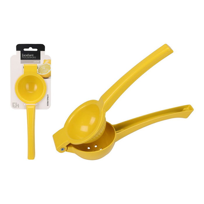 Excellent Houseware Exprimidor de Cítricos de Acero Inoxidable Manual, 22 cm, Amarillo Excellent Houseware Exprimidor de Cítricos de Acero Inoxidable Manual, 22 cm, Amarillo