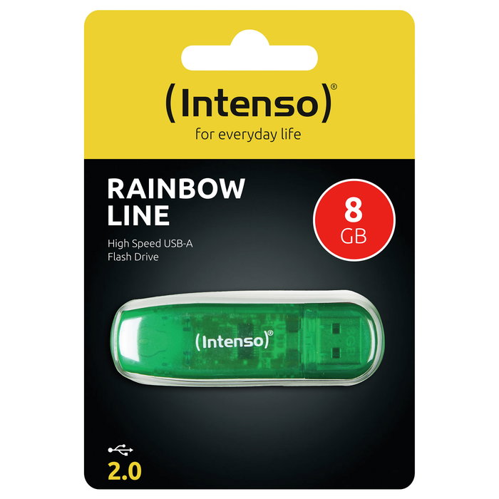 Intenso 3502460 Memoria USB 2.0 Rainbow 8GB Verde Transparente