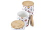 DKD Home Decor Set de 3 Botes de Gres y Bambú Pasteles Multicolor
