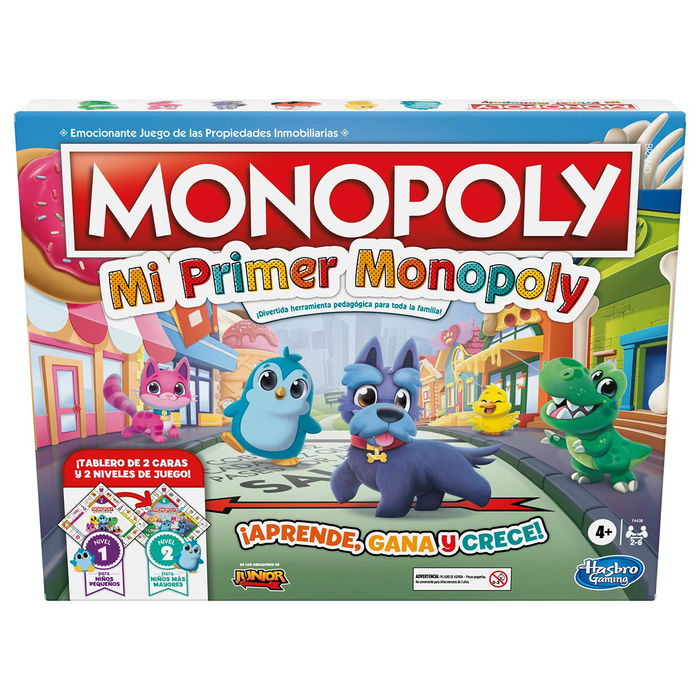Hasbro Gaming F4436 Mi Primer Monopoly Juego de Mesa para Niños +4 Años Español con Doble Cara de Aprendizaje