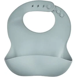 Thermobaby THE3023191570296 Babero de Silicona con Recogedor, Color Gris Encantador