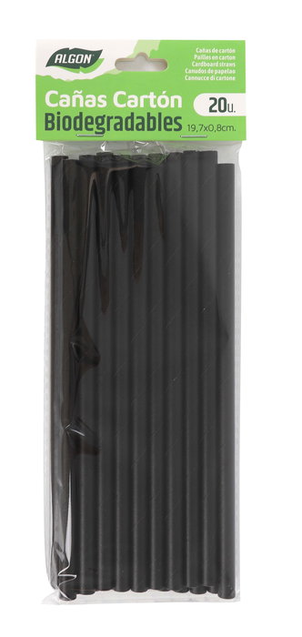 Algon Set 20 Pajitas Carton Negras 19.7 cm (24 Unidades)