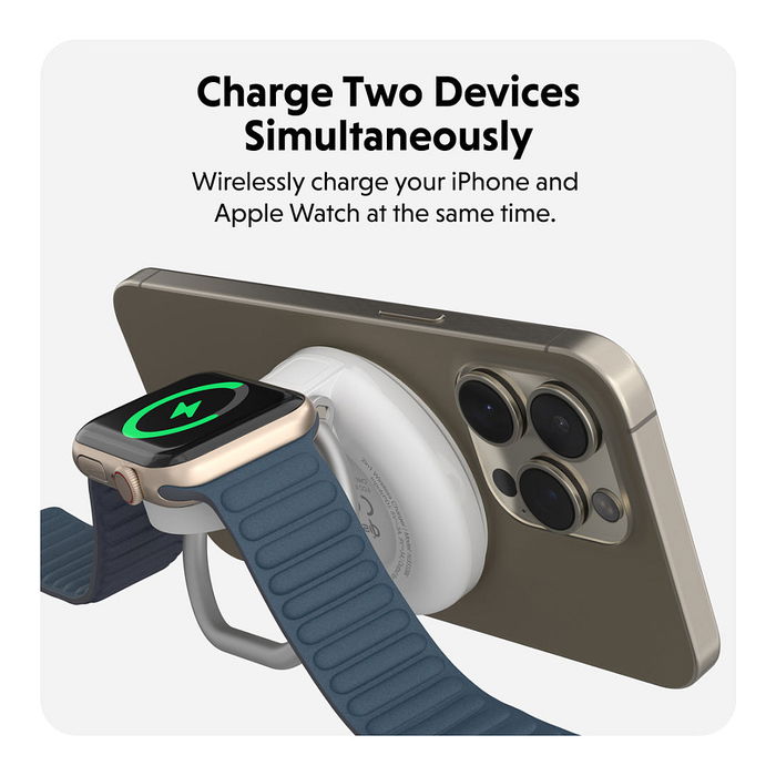 Targus HJ3310WHGL Cargador Inalámbrico Magnético 2 en 1 Qi2 Carga Rápida 15W Blanco