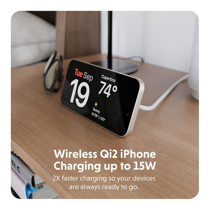 Targus HJ3310WHGL Cargador Inalámbrico Magnético 2 en 1 Qi2 Carga Rápida 15W Blanco