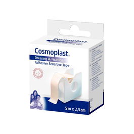 Cosmoplast Esparadrapo Papel Sensitive 2,5 cm x 5 m Repelente al Agua y Permeable para Fijación de Apósitos