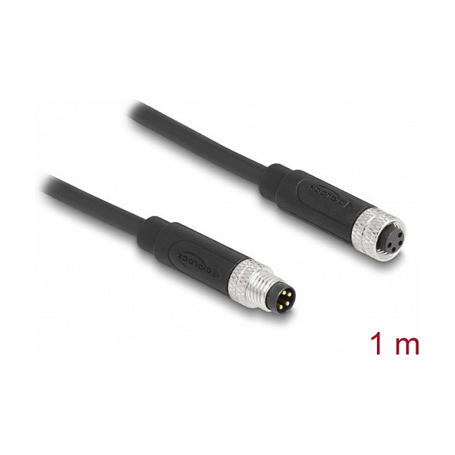 DeLOCK Cable M8 de 4 pines con codificación A macho a hembra PUR (TPU) 1 m