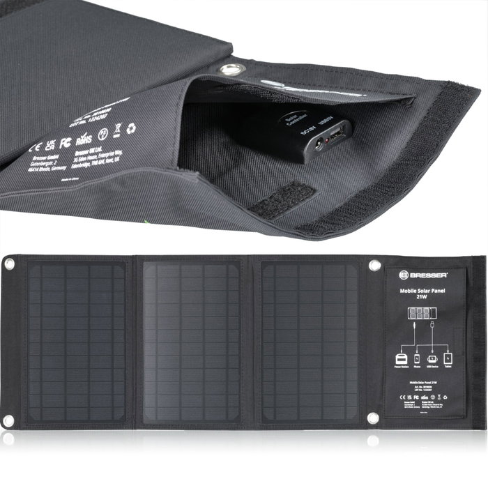Bresser Panel Solar Móvil 21W con USB y DC Bresser Panel Solar Móvil 21W con USB y DC