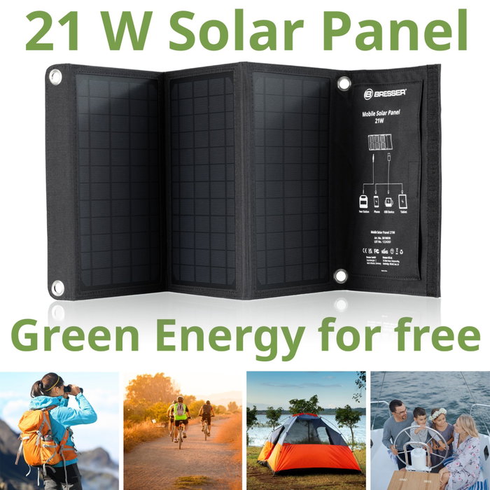 Bresser Panel Solar Móvil 21W con USB y DC Bresser Panel Solar Móvil 21W con USB y DC