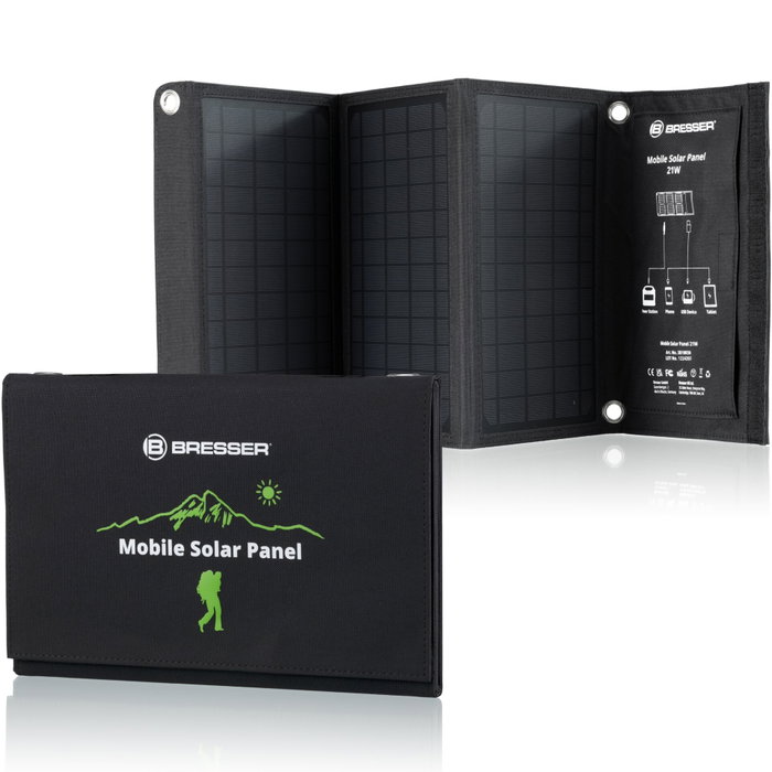 Bresser Panel Solar Móvil 21W con USB y DC Bresser Panel Solar Móvil 21W con USB y DC