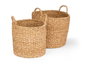 Giftdecor Set 2 Cestos Cilindricos con Asas 32 cm Diám. Alga de Mar Marrón (32x34x32 cm) (Set de 2)