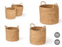 Giftdecor Set 2 Cestos Cilindricos con Asas 32 cm Diám. Alga de Mar Marrón (32x34x32 cm) (Set de 2)