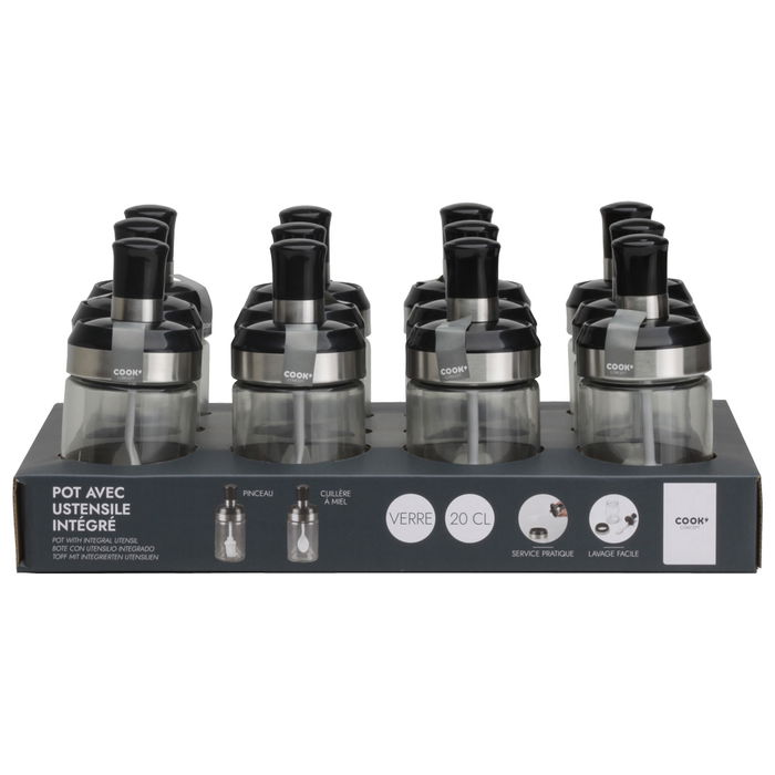 Cook Concept Bote Con Utensilio Integrado de Vidrio para Cocina y Mesa, 200 ml Cook Concept Bote Con Utensilio Integrado de Vidrio para Cocina y Mesa, 200 ml