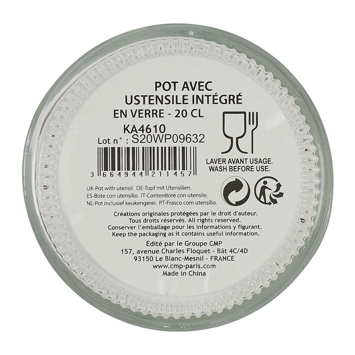 Cook Concept Bote Con Utensilio Integrado de Vidrio para Cocina y Mesa, 200 ml Cook Concept Bote Con Utensilio Integrado de Vidrio para Cocina y Mesa, 200 ml