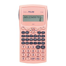 Milán Calculadora Científica M240 - 240 Funciones, Pantalla de 2 Líneas, 10+2 Dígitos, Color Rosa, Incluye Pilas y Carcasa Protectora