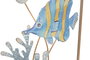 DKD Home Decor Decoración Pared Mediterráneo Peces Azul Dorado Metal 2.5 x 75 x 29 cm (4 Unidades)