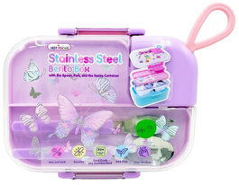 HOT FOCUS Set de caja portameriendas Butterfly acero inoxidable