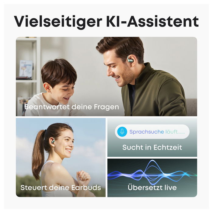 Anker Soundcore AeroFit 2 AI - Auriculares Abiertos, 35 Horas de Reproducción, IP55, Asistente de IA y Traducción