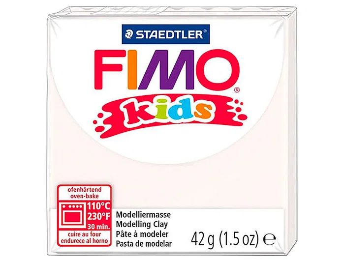 Staedtler Pasta de Modelar Fimo Kids 42 gr Color Blanco - Pasta para Manualidades y Arcilla Polimérica
